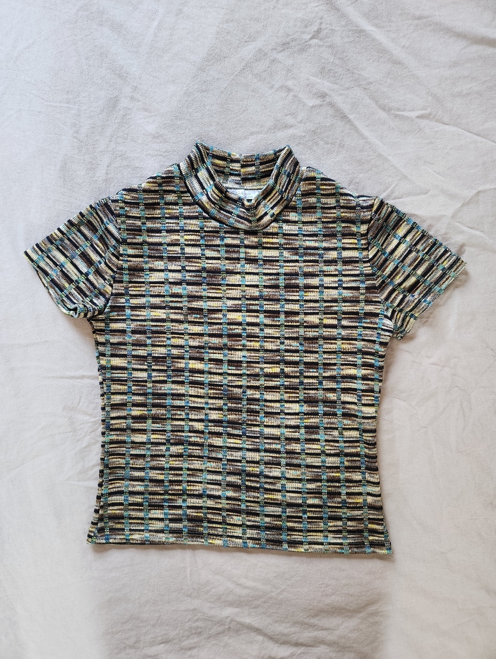 Zara Woman Multicolor Striped Knit Mock Neck Top - Size S